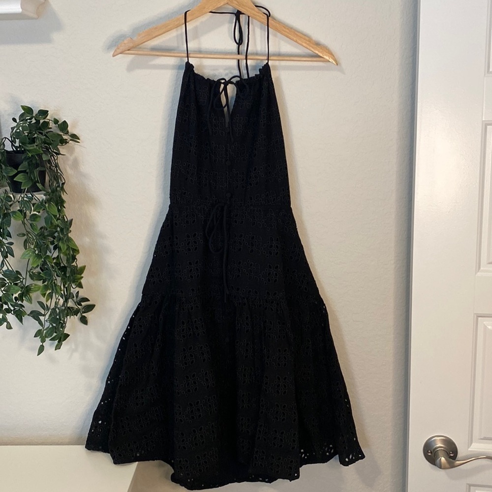 J. Crew Anguilla Mini Halter Dress in Black Eyelet - Size 8 (NWT)